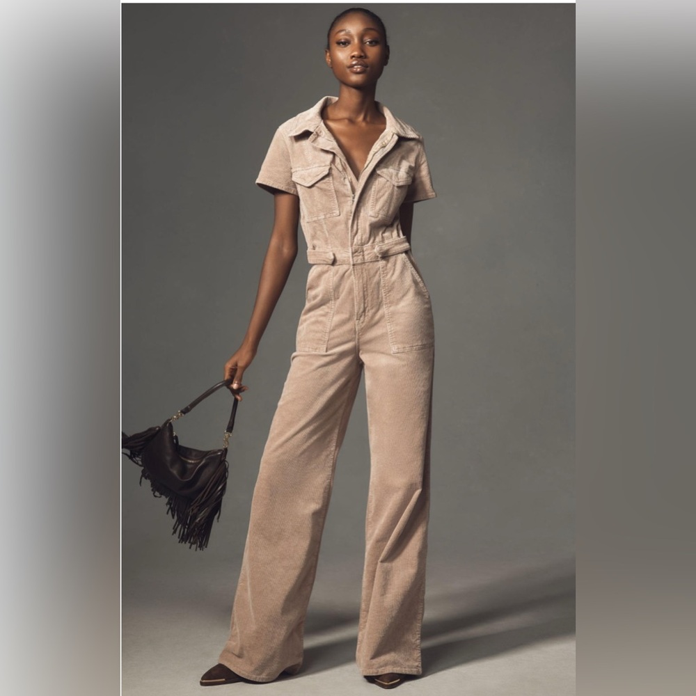 Good American Corduroy jumpsuit, waist cinching,  wide legs